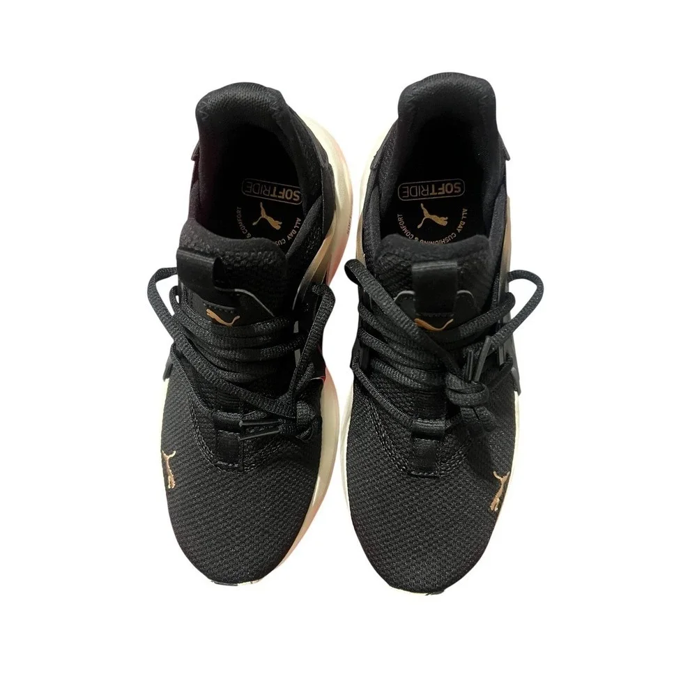 Puma Women's Softride Running Shoes Black Gold Accents Athletic Sneakers Size7.5